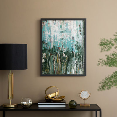 Abstract Turquoise Forest II Framed Print - Solid Wood