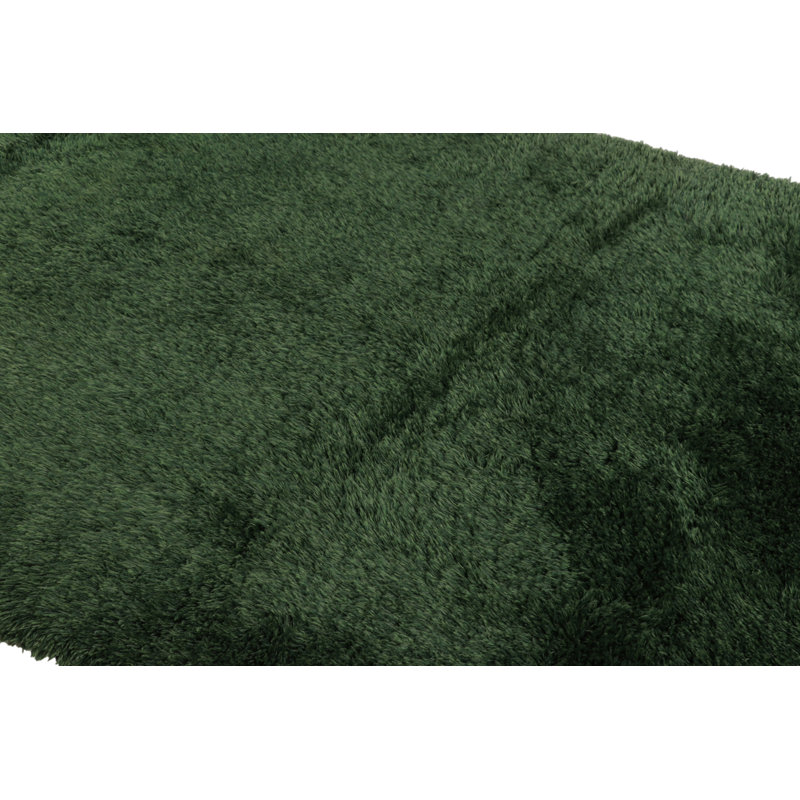 Vintage Swedish Rya Rug, Green Scandinavian Solid High Pile - Rug & Kilim