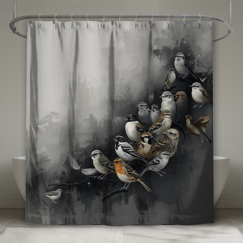 Ensemble de rideaux de douche très longs Group of Small Birds, 70in W x 84in H