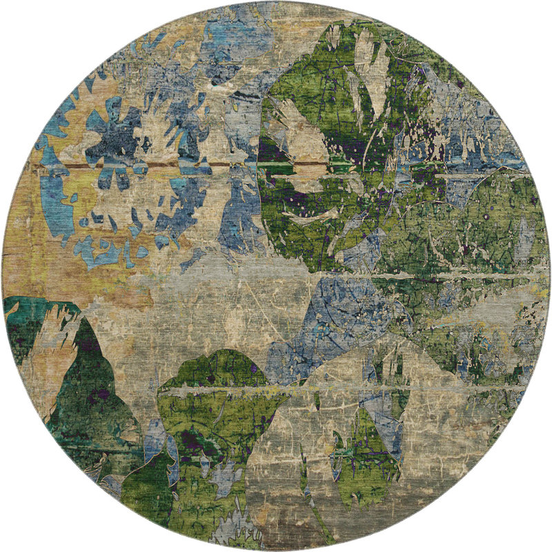 Tapis taupe Cerrito AMF555 lavable à la machine de qualité supérieure, Rond 8 pi