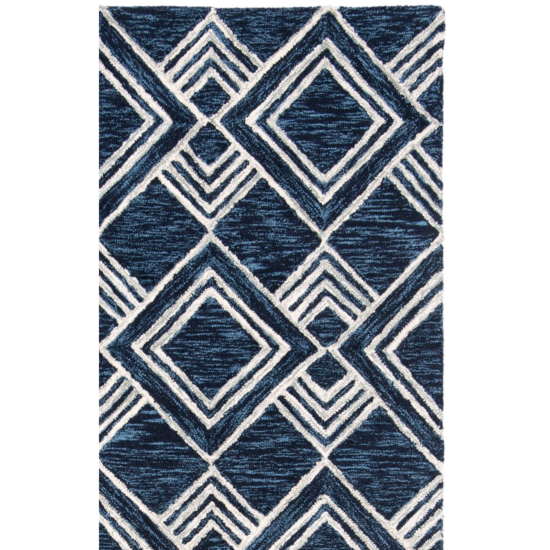 Tapis géométrique en laine touffeté à la main Vedika, Rectangle 4 pi x 6 pi
