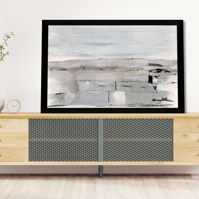 «Faraway Field» par Susan Jill - Peinture, L 27,5 po x H 21,5 po, Cadre noir