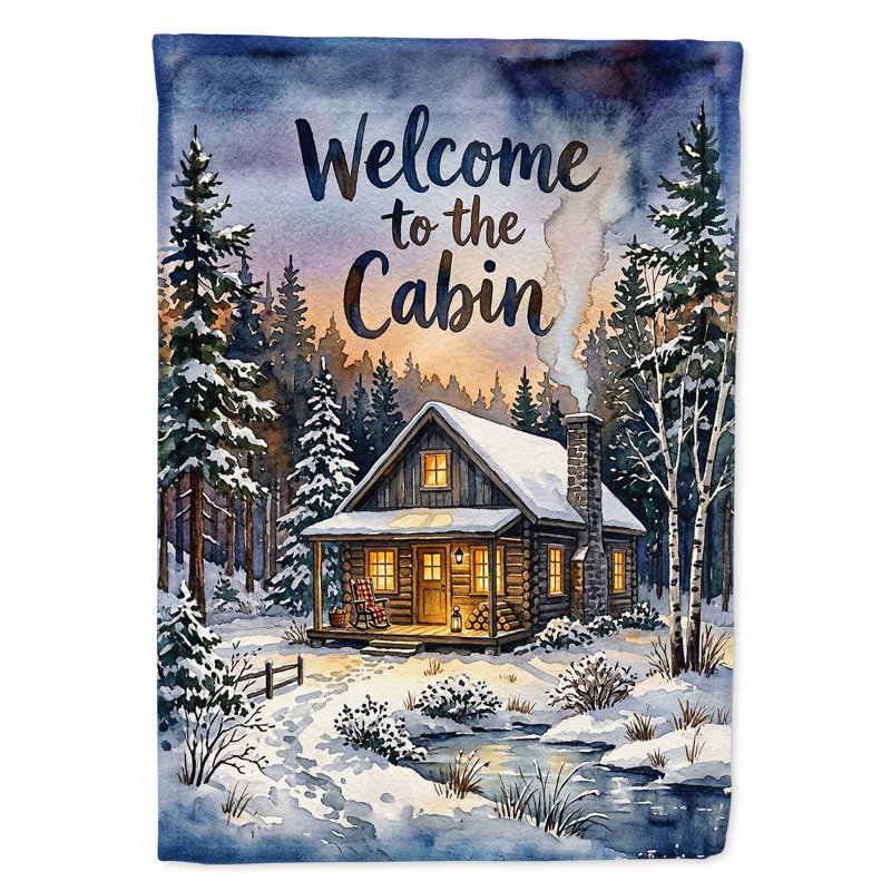 Drapeau de jardin enneigé, Garden Size, Snowy Cabin
