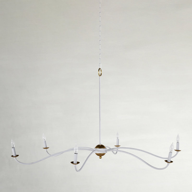 Irvine 6 - Light Candle Style Classic Chandelier, Plaster White/Vintage Gold