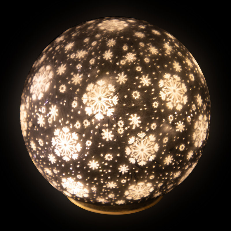LED Lighted Snowflakes Glass Globe Christmas Decoration - 6" - White