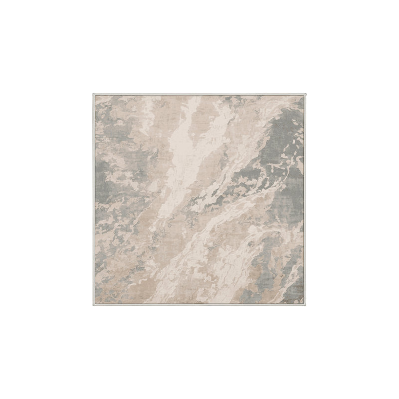 Tapis beige lavable à la machine, Carré 7 pi