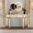47 Inch Half-Moon Mirrored Console Table, Fluted Glass Entryway Vanity Desk with Crystal Knob Drawer, Solid Hardwood Crescent Foyer Table for Bedroom Dressing-561412085