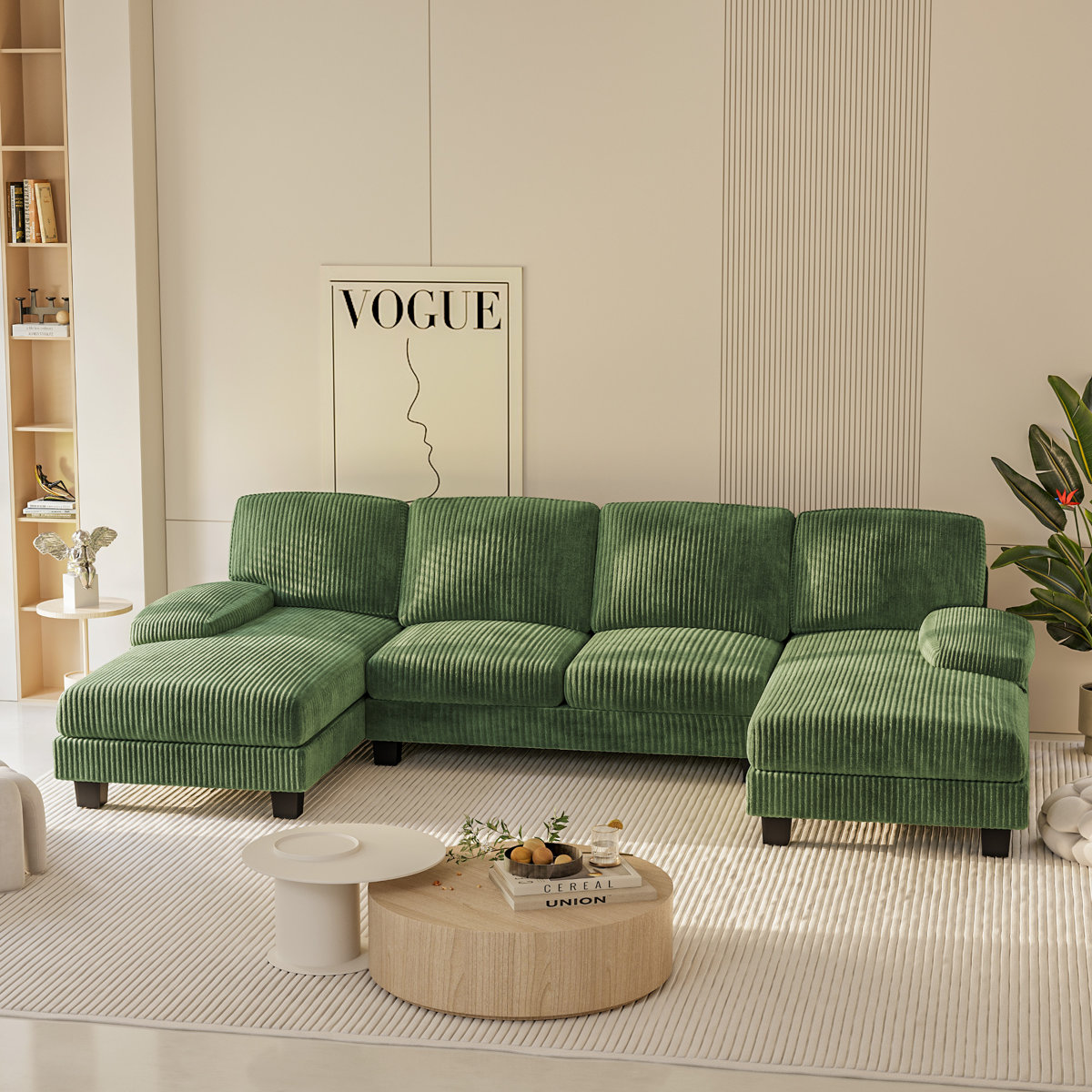 6 Seat U-Shaped Sectional Sofa, 105" Wide Modern Soft Sofa Couch with Double Chaises
