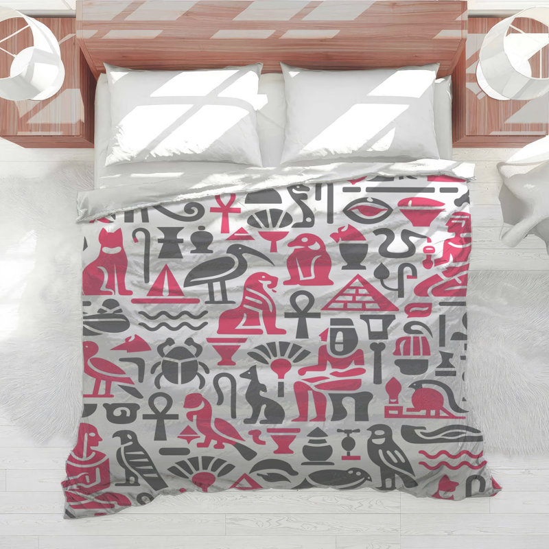 Egyptian Symbols Pattern Comforter, King