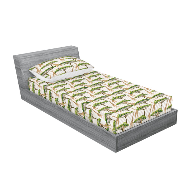 Giraffe Print Twin XL Gray Microfiber Sheet Set