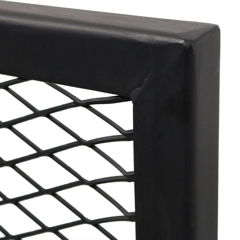 Heavy-Duty Black Steel Square Fire Pit Cooking Grill with Handles