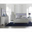 Pour lit double de luxe pour chambre principale de luxe, lit tapissier argenté doux avec tête de lit à DEL