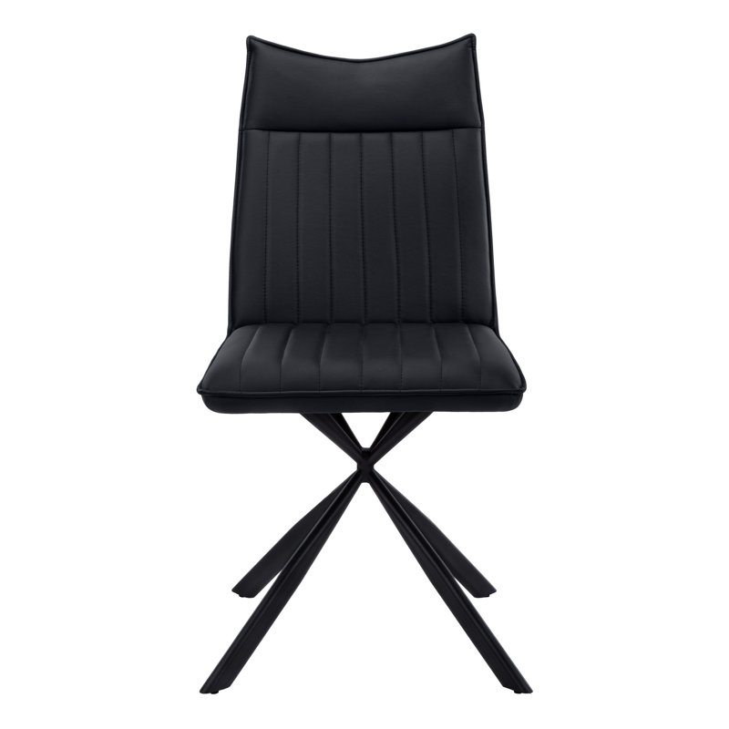 Ensemble de 2 chaises de salle à manger Blenda, similicuir, mousse, métal, Noir, Noir