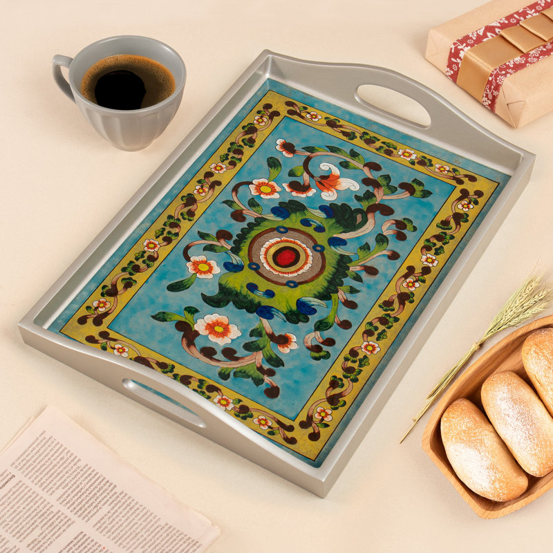 Plateau inversé en verre peint, Argent