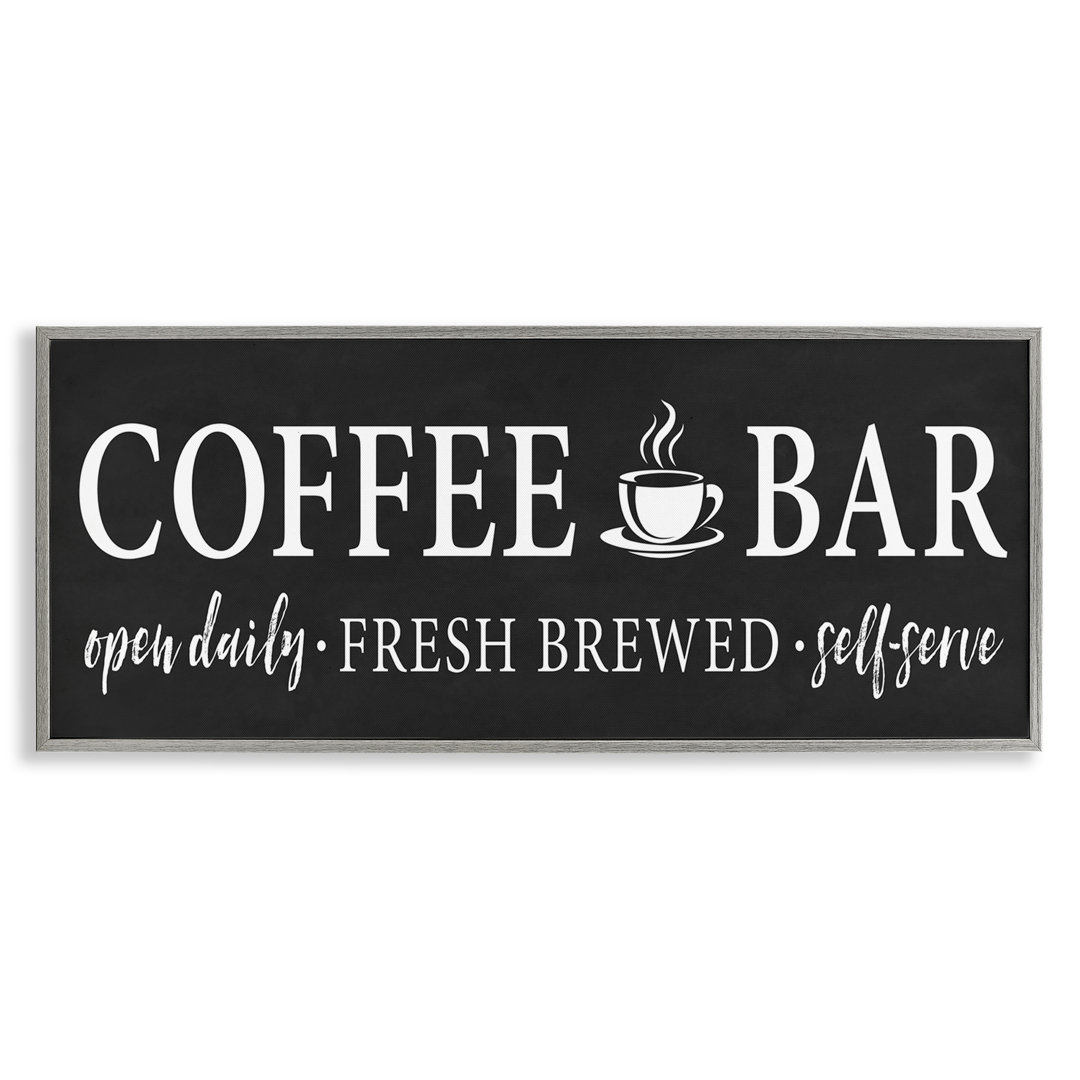 " Coffee Bar Open Sign Casual Black Design " Stupell Industries Frame
