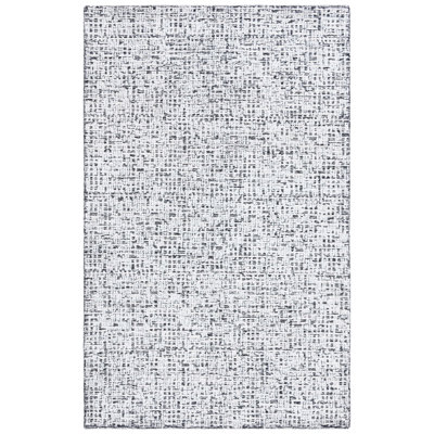 Glamour Hand Tufted Viscose Wool Cotton with Latex Geometric Rug in Ivory/Black