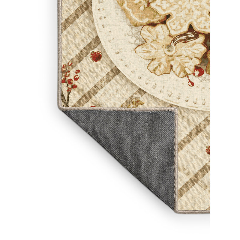Soft Plush Farner Christmas Modern & Contemporary Abstract Area Rug in Beige – Beige Binding, 7x10