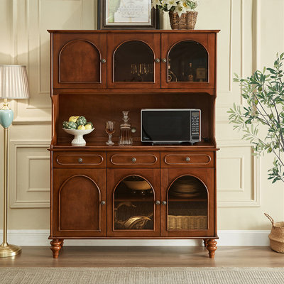 Dark-brown Solid + Manufactured Wood Glass Sideboard