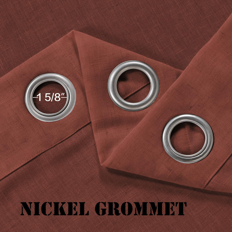 Linen Grommet Curtains for Living Room 2 Panel Drape Semi Sheer Neutral Country Rustic Farmhouse Boho Curtain Bedroom Muslin Look Light Filtering