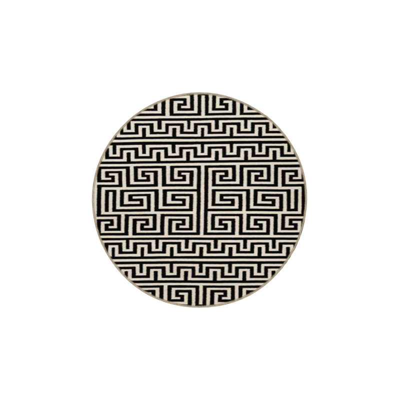 Black Color Modern Geometric Woven Floor Carpet, Rectangle 4'8" x 6'7"