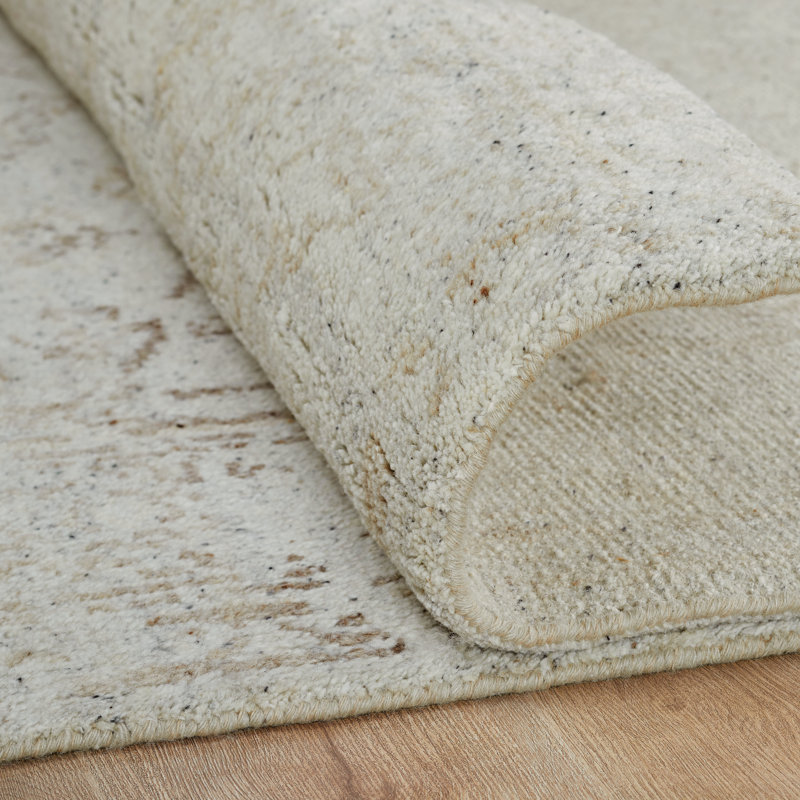 Nomad Haven Wool Hand Knotted Area Rug in Antique Linen, 9' x 12'