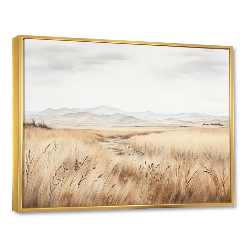 Prairie Peacefulness Meadows I sur toile, Cadre flottant doré, 34" H x 44" W