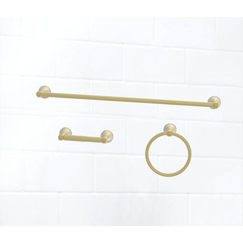 3 - Piece Bathroom Hardware Set, Matte Gold