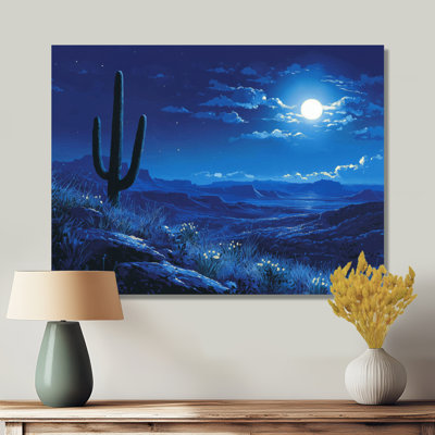 Saguaro cactus sous les étoiles I - reproduction d'art traditionnelle en métal, art mural en métal cactus