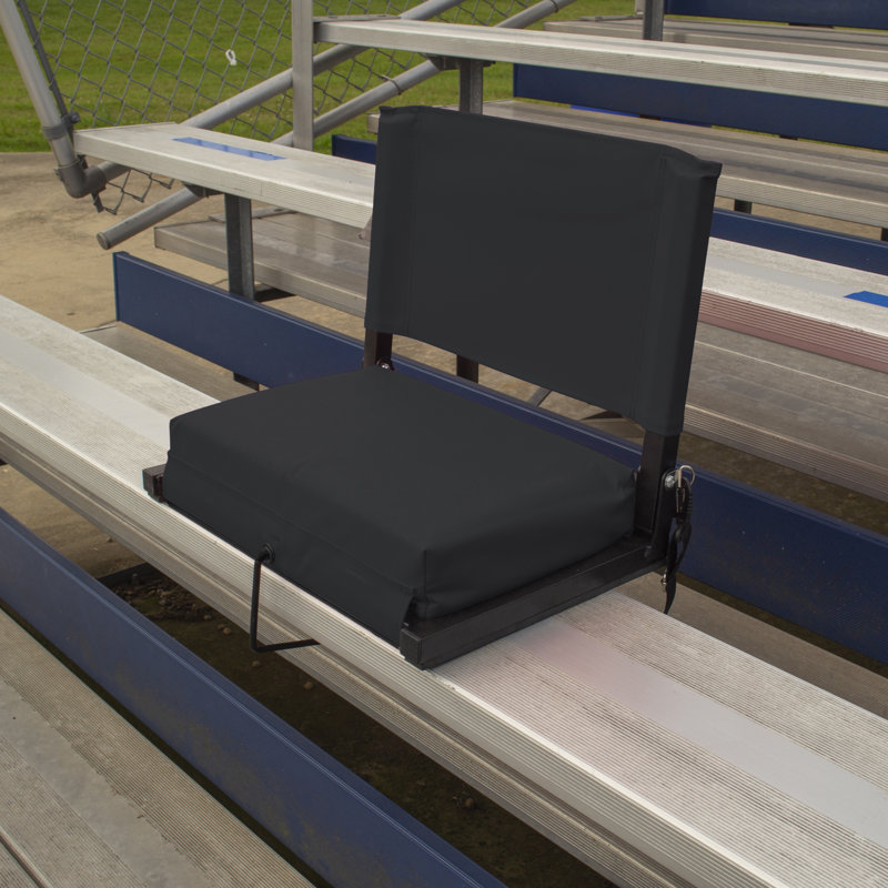 Large Black Canvas Stadium Chair with Padded Seat and Back Support