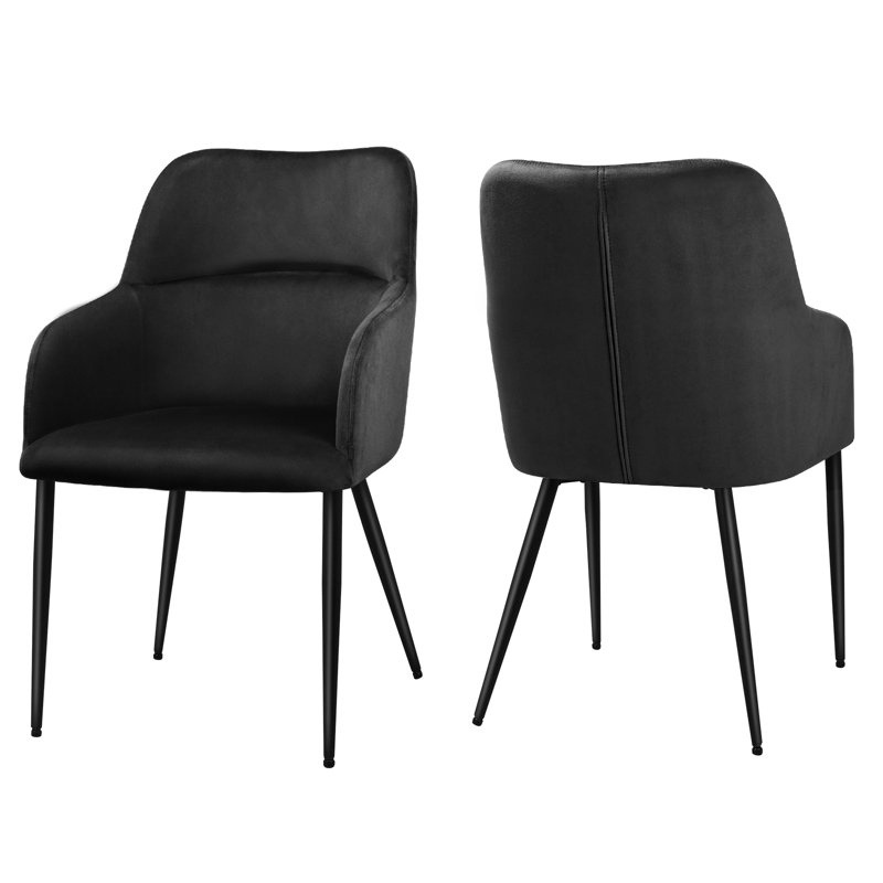 Fauteuil rembourré en velours Sabid, Velours noir