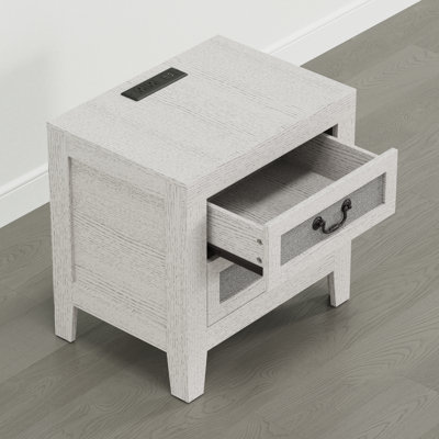 Table de chevet moderne à 2 tiroirs avec station de charge USB-C