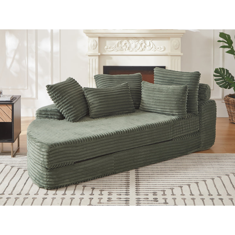 Chaise longue rembourrée, Orienté à gauche (vu de face), Vert