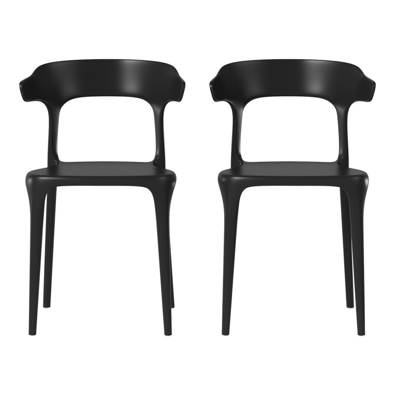 Chaise de salle à manger d'extérieur empilable, Noir