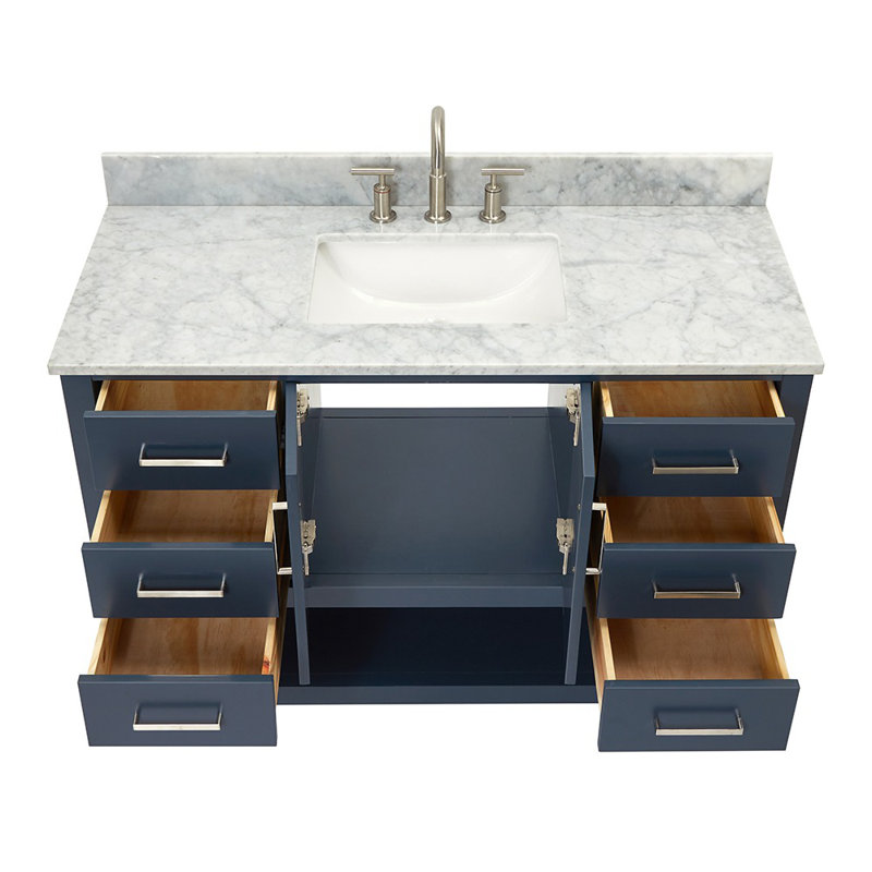 Magnolia Bath Vanity Rectangular Basin S061SCW2R, Rectangular, Midnight Blue, 49"