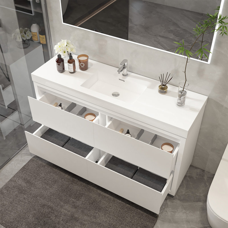 Valliere 60'' Single Bathroom Vanity with Resin Top