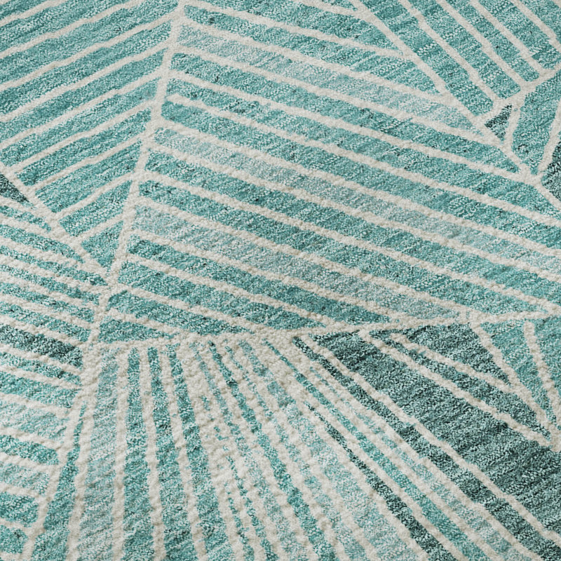 Premium Machine Washable Prisco Teal Rug, Rectangle 8' x 10'