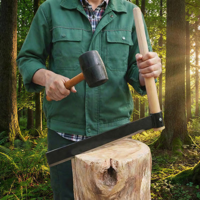 Heavy Duty Shingle Froe with Wood Handle,15" Blade Shingle Froe Heavy Duty Wood Splitter, 2" Wide Black Steel Blade & Wooden Handle