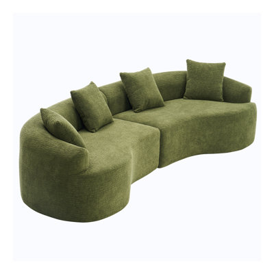 MODEL LY-025 COMPRESSION SOFA :4 Seater  Green  Sofa with Chenille fabric, 30D ,60 Hardness full sponge,4 pillows for Living Room, Home Furniture Sleeper Sectional Sofa for Apartment