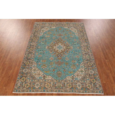 Geometric Blue Traditional Area Rug 6x9