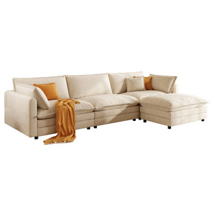 114" Sectional Sofa Comfy Cloud Couch For Living Room Modern Sofa Sleeper Deep Couches With Ottoman