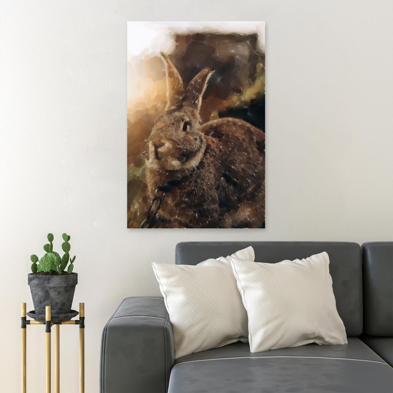 Lapin brun en gros plan, reproduction d'art graphique sur toile tendue 1 pièce, H 20 po x l 16 po