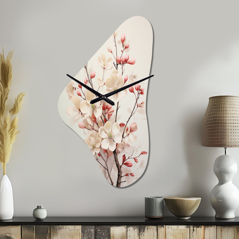 Latreka - Boomerang Shape Unique Dogwood Wall Clock, Medium