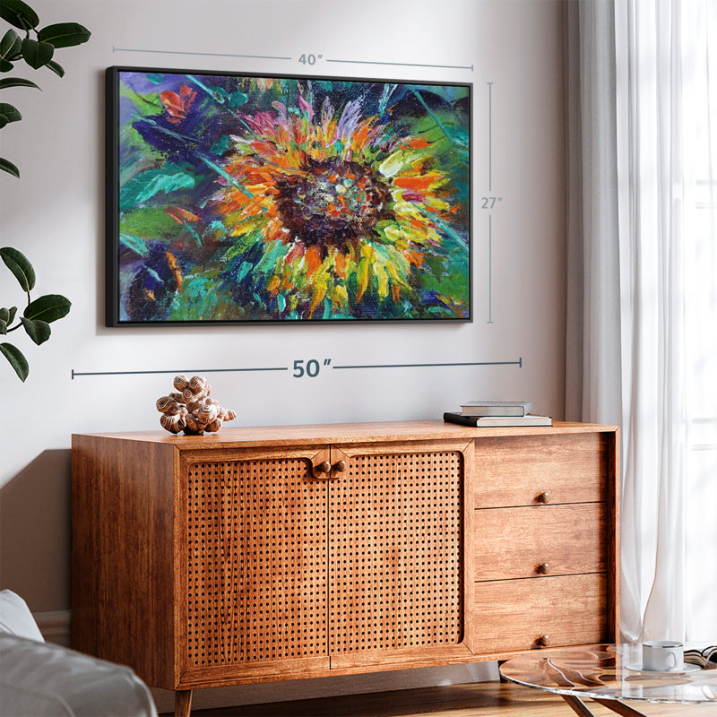 "Art mural coloré tournesol", H 27 po x l 40 po