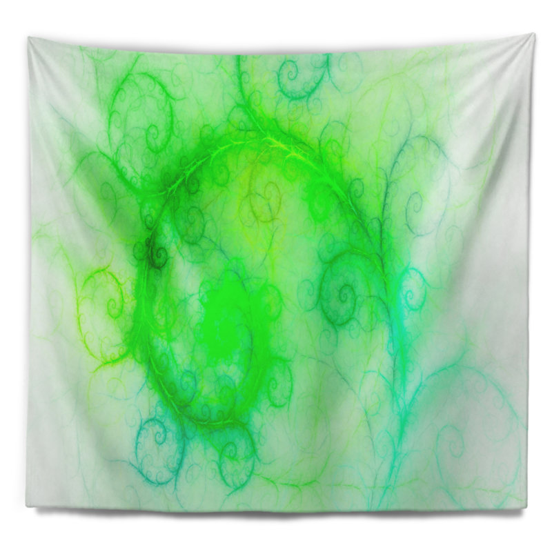 Abstrait magnifique tapisserie à motif vert vif, H 50 po x l 60 po