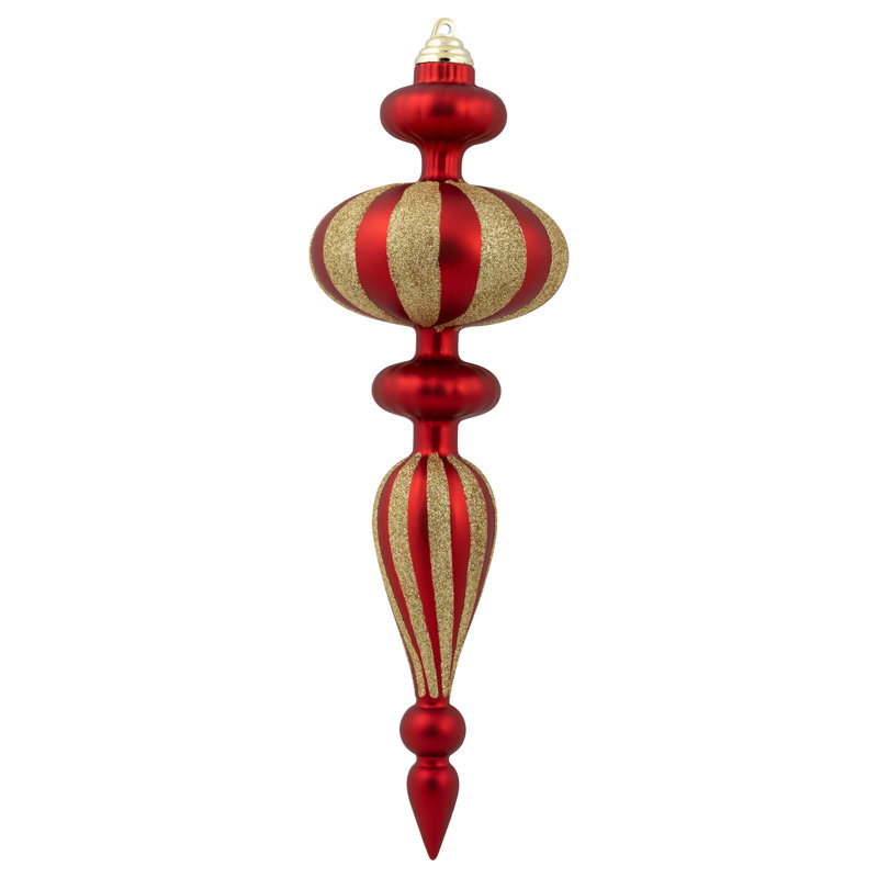 Commercial Size Shatterproof Finial Christmas Ornaments - 14" - Set Of 4, Red/Gold