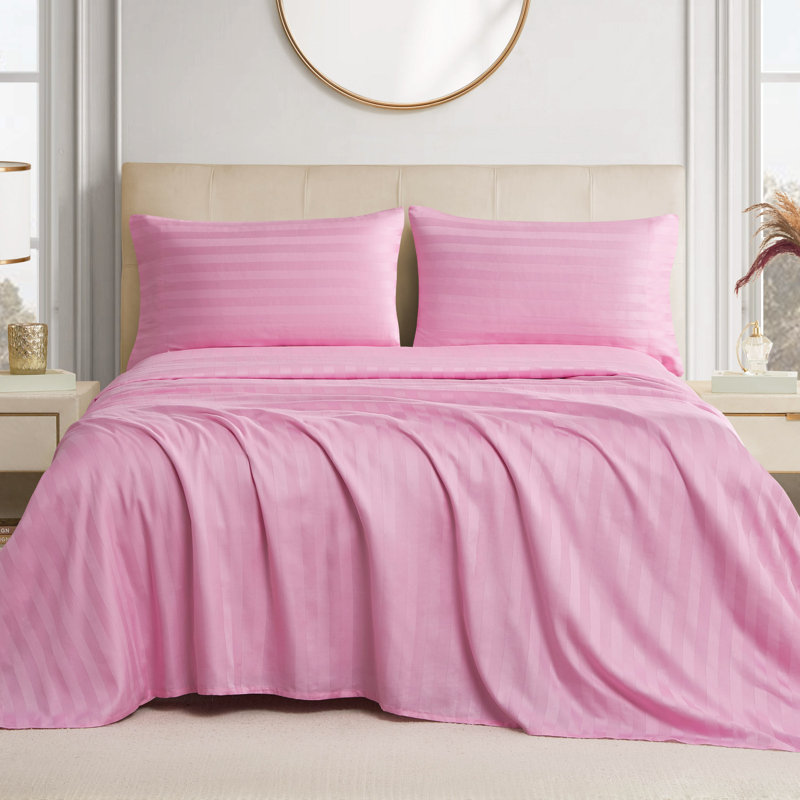 The Sheet Lab Regal Dreams Sheet Sets, Twin Sheet Set with 1 Pillowcase, Lilac Pink