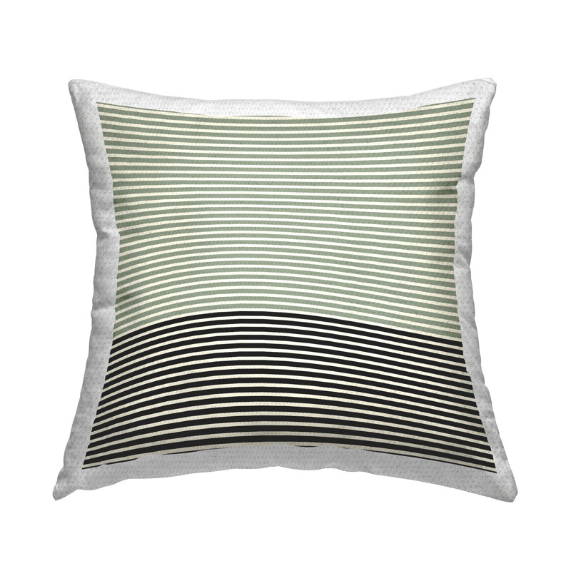 Coussin d'extérieur imprimé vert sauge à rayures noires par Amy Brinkman