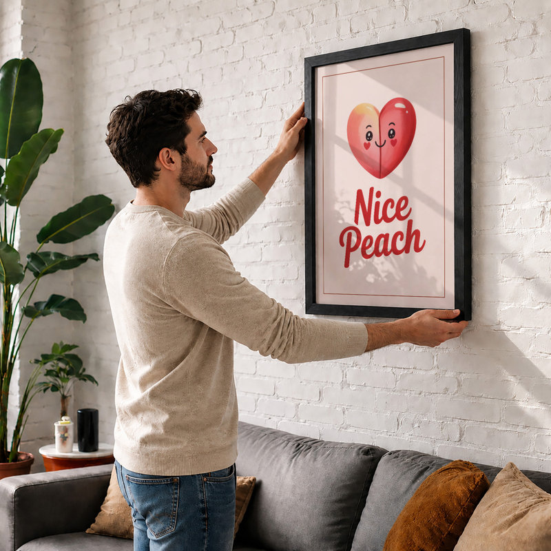 Nice Peach Typography - Framed Print, Walnut, A3 - 42.0 x 29.7 cm