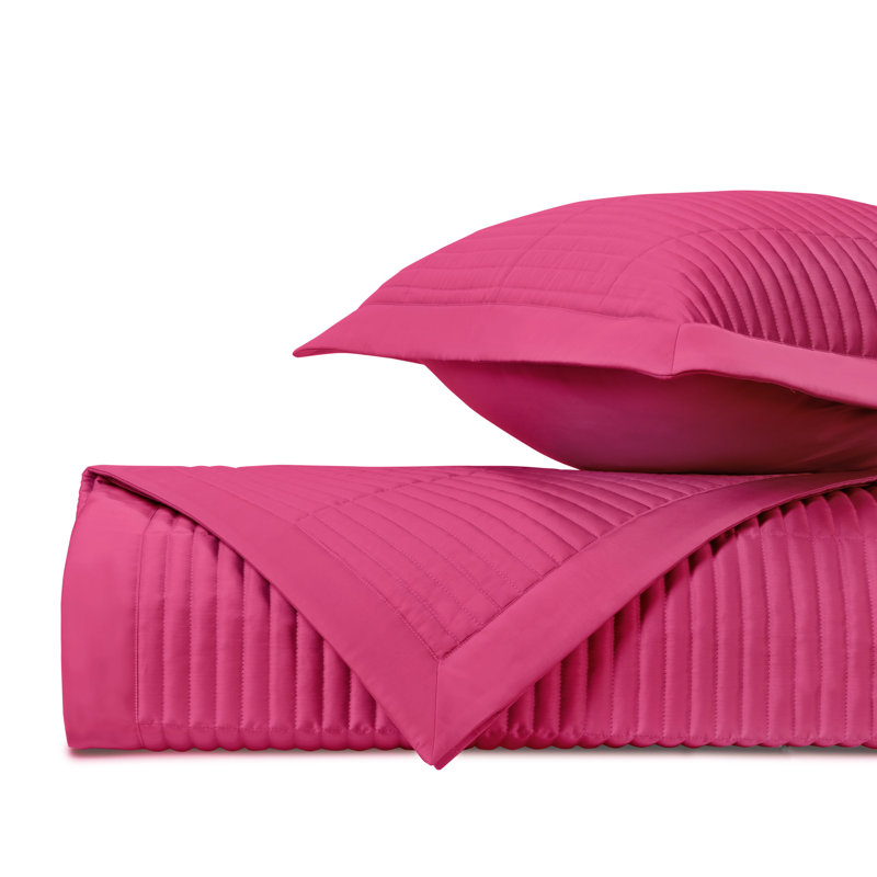 Channel Quilted Sateen Coverlet, Queen Coverlet / Bedspread, Bright Pink