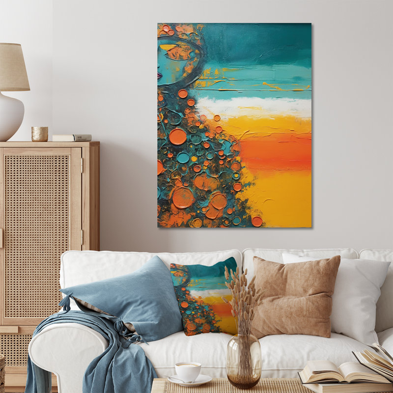 Minimalisme, coucher de soleil bleu et orange, «Embrace III» - art mural en métal minimalisme, H 20 po x l 12 po x P 1 po